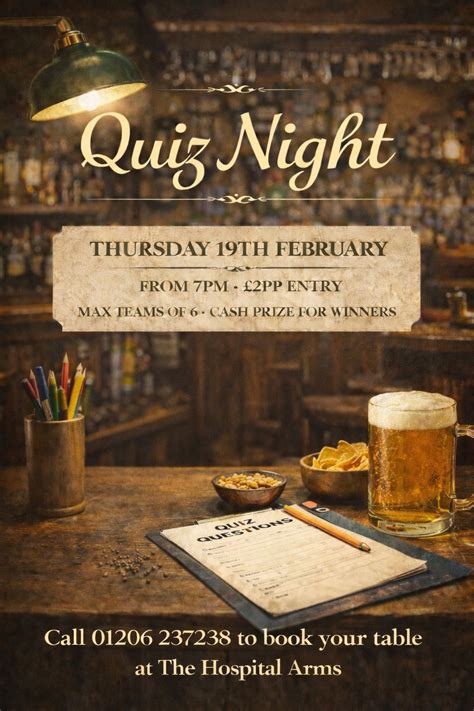Quiz Night, The Hospital Arms, Colchester, 19 February 2026 | AllEvents