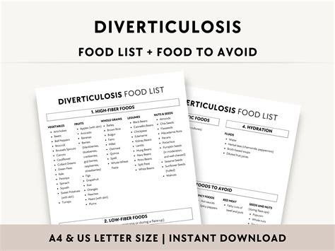 Diverticulosis Food List Printable, Low and High Fiber Foods ... - One For All