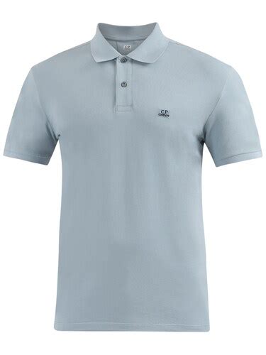 Buy CP Company Men Light Blue Short Sleeve Stretch Pique Solid Polo for ...