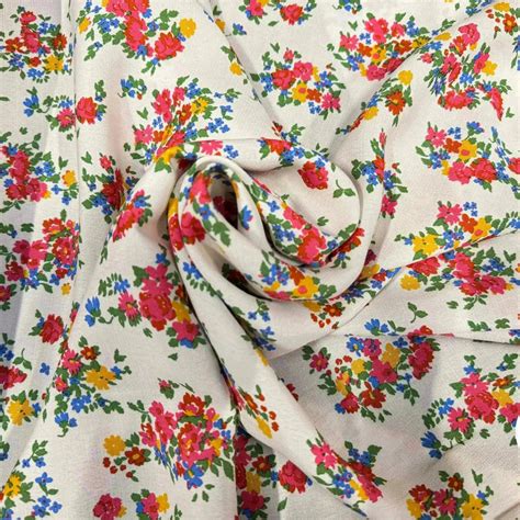 CRÊPE VISCOSE IMPRIMÉE BLANC JARDIN SECRET - My Little Coupon