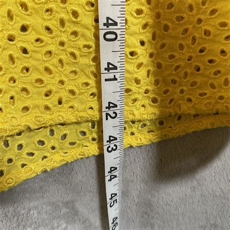 J Crew Midi Dress 2 Yellow Button Front Embroidered Eyelet Square Neck ...