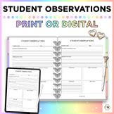 Student Observations, Classroom Observations, Special Education Notes