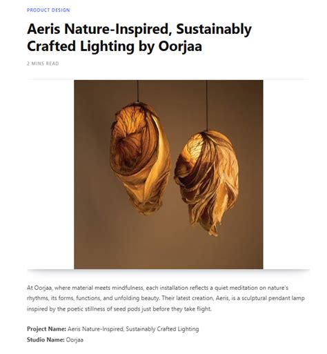 RETHINKING THE FUTURE | AERIS NATURE-INSPIRED, SUSTAINABLY CRAFTED LIG
