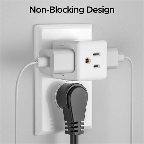 3PK 3-Outlet Extender Wall Tap Travel Adapter Plug, grounded AC