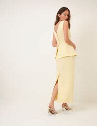Butter Yellow Peplum Evah Maxi Dress