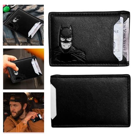 The Bat Wallet Hand Sewn Leather Wallet with ID Window, Super Hero Mask
