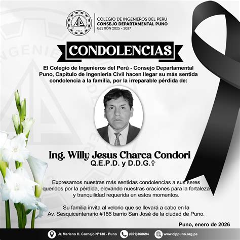⚫️ CONDOLENCIAS ⚫️ El Colegio de Ingenieros del Perú - Consejo ...