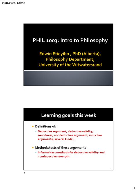 PHIL1003: Intro to Philosophy - Argument Types and Validity - Studocu