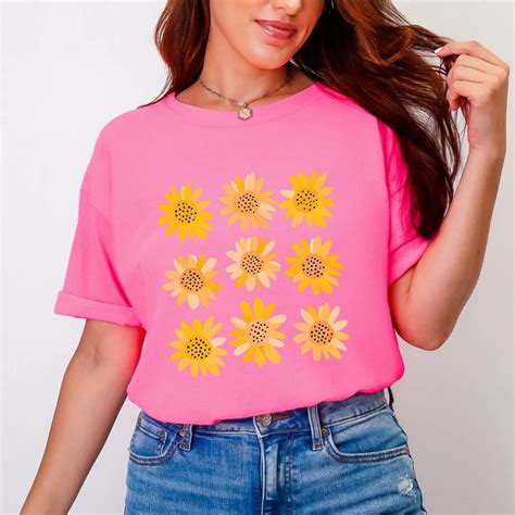 Sunflowers Stacked - Women's Garment Dyed Graphic T-Shirt