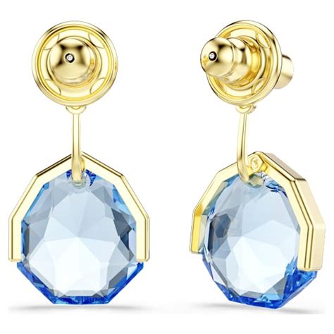 Gema earring jackets, Blue, Gold-tone plated | Swarovski