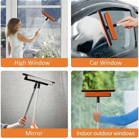 MAAUVTOR 3 in 1 Glass Cleaning Wiper Long Handle Double-Sided Window ...