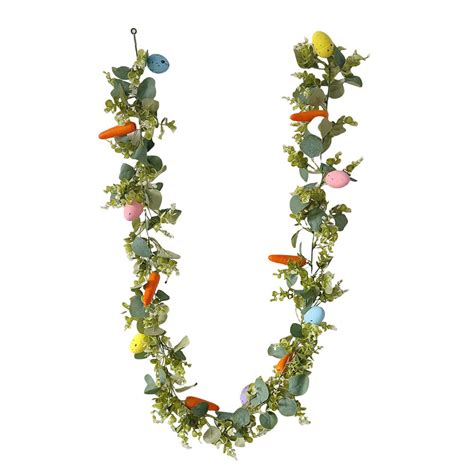 71 Inch Easter Garland Artificial Carrots Eggs Spring Flowers Vine ...