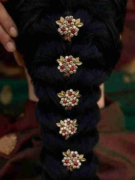 Goldfish White floral Upin jada pin Kundan jada pillai Hair Pin Price ...