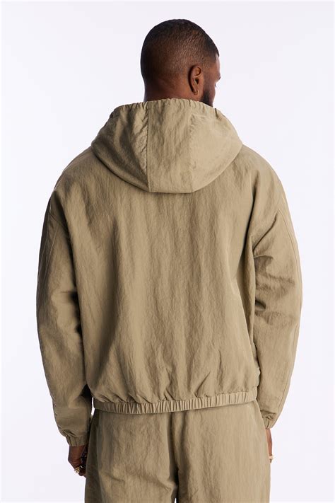 Cropped Hooded Tech Jacket - Khaki | Fashion Nova