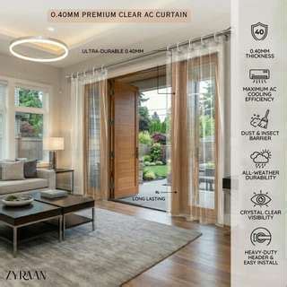 Zyraan Decor 274 cm (9 ft) Long Door PVC Transparent Curtain Single ...