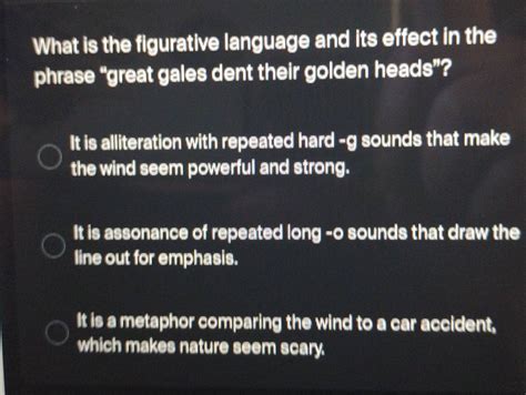 Solved: What is the figurative language and its effect in the phrase ...