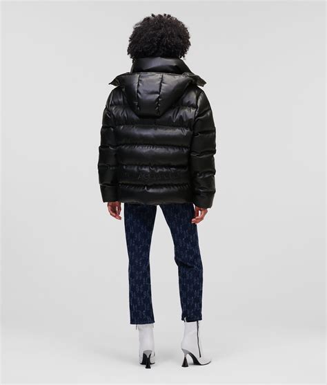 FAUX-LEATHER PUFFER JACKET | Black | KARL LAGERFELD | Page 1