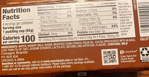 Chocolate 13 oz (368 g) 4 x 3.25 oz, Snack Pack, Code Ean 27000419007