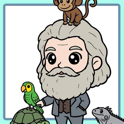 Charles Darwin Cute Clip Art - Evolution / Biology / Science Character