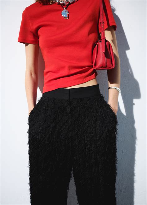 Straight pants with threads - Women | MANGO USA