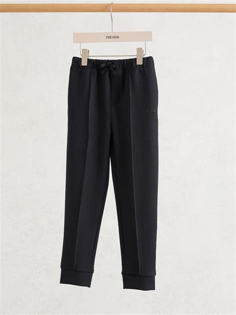 Buy Reiss Navy Barnes 3-9 yrs Premium Interlock Cuffed Logo Joggers ...