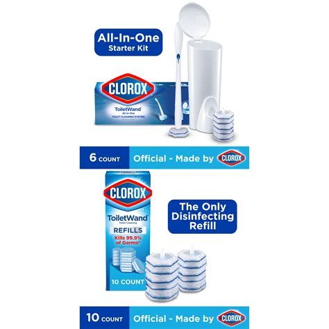 Clorox ToiletWand Disposable Toilet Bowl Brush Cleaner System with 16 ...