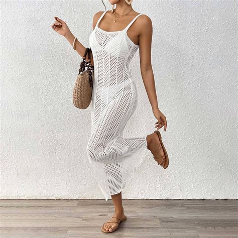 Conairie Swim Suit Coverup For Womens Sleeveless Slim Hollow Knit ...
