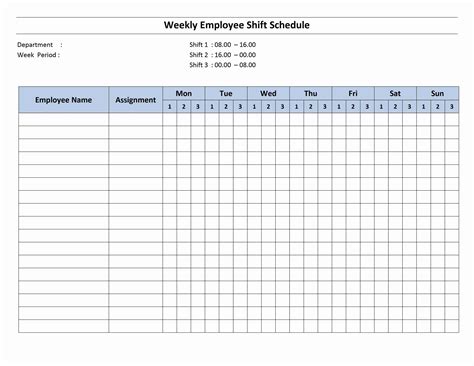 Free Printable Work Schedule Sheets
