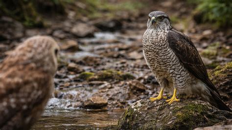What happened when a northern goshawk met tawny owls on camera