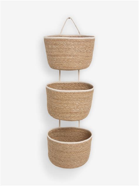 Buy Neutral Seagrass Set of 3 Storage Baskets from Next India