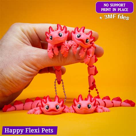 🦎 Mini Axolotl the flexi toy and keychain (#91)・ 3D File for 3D ...