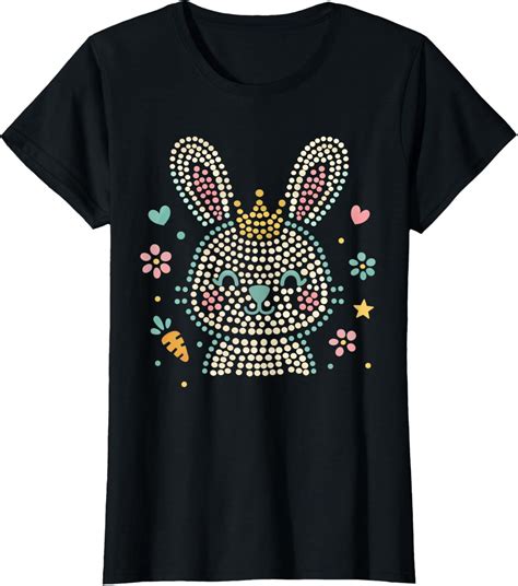 Bunny Dot Art With Crown Cute Rabbit Pastel Style T-Shirt All Size S ...