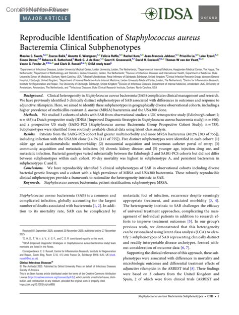 Reproducible Identification of Staphylococcus... : Clinical Infectious ...