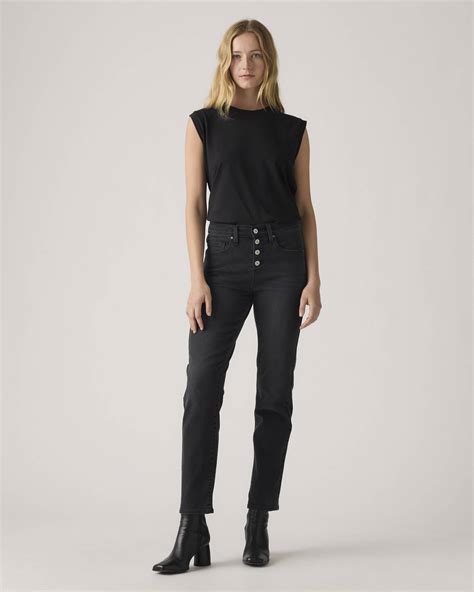 724 High Rise Button Fly Straight Women's Jeans - Black | Levi's® US