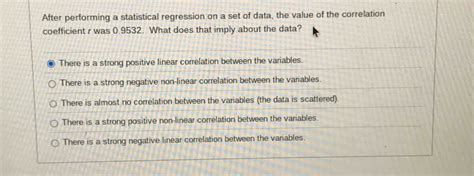 Solved: After performing a statistical regression on a set of data, the ...