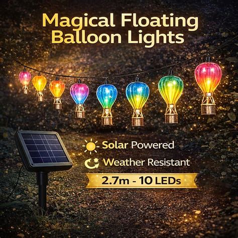 Outdoor Solar Waterproof Iron Art Hot Air Balloon String Lights ...