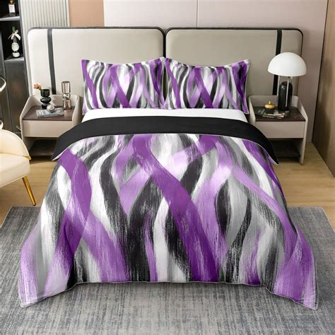 Amazon.com: Erosebridal 100% Cotton Geometric Stripes Duvet Cover Queen ...