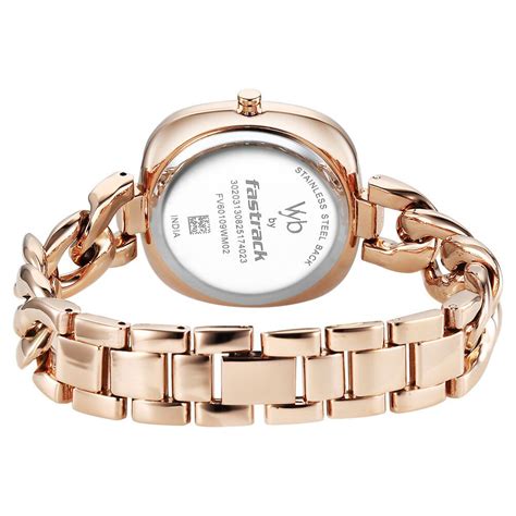 Buy Online Vyb Spotlight By Fastrack Quartz Analog Brown Dial Rose Gold ...