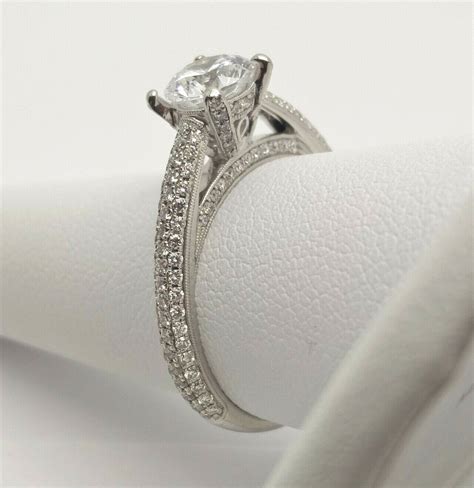 Simon G 18k White Gold & .71ctw Micro Pave Diamonds Engagement Ring ...