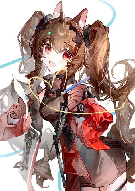 Safebooru - 1girl :d absurdres angelina (arknights) animal ear fluff ...