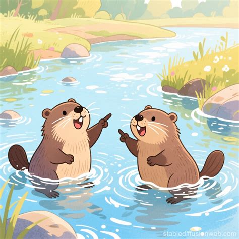 colores suaves y vivos escena 11 castores prompt castores construyendo una presa trabajando en ...