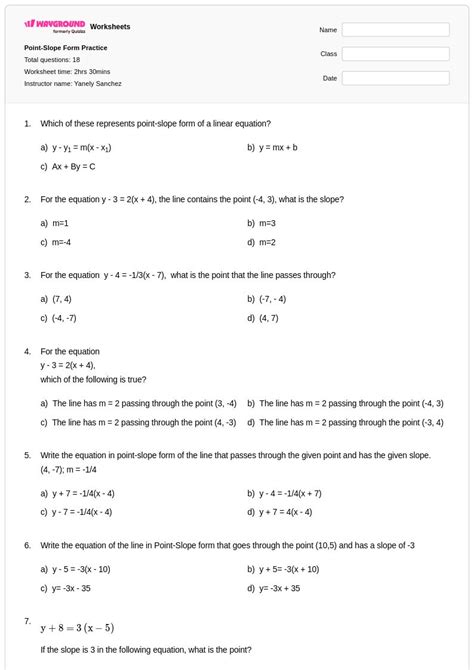 50+ Point-slope Form worksheets for Class 12 on Wayground | Free ...