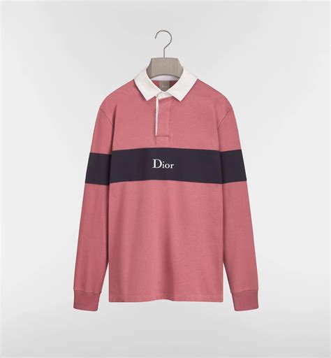Long-Sleeved Polo Shirt, Relaxed Fit Purple Pink Cotton Jersey | DIOR