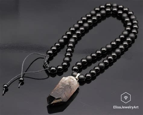 Buy Raw Smoky Quartz Pendant Natural Black Onyx Gemstone Protection ...