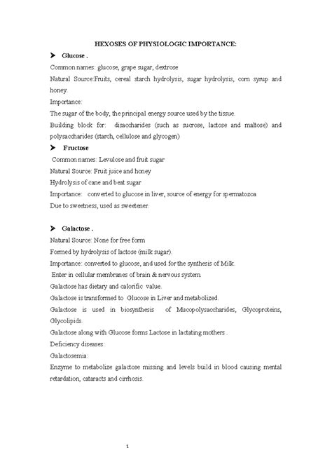 Reactions of Monosaccharides: Importance of Hexoses in Physiology - Studocu