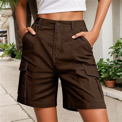 LINGLANG Women's Casual Cargo Shorts Multi-Pocket Design For Everyday ...