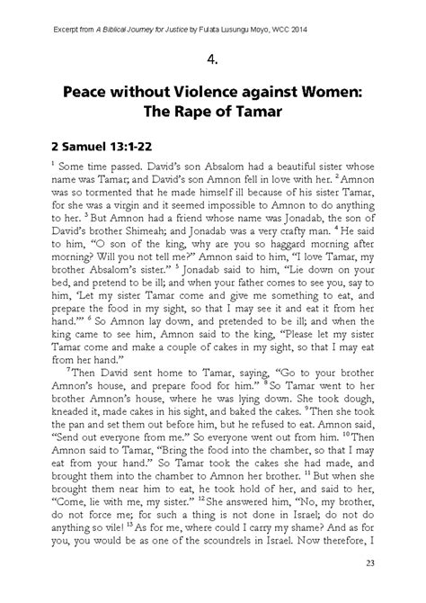 Biblical Analysis: The Rape of Tamar in 2 Samuel 13 - Studocu