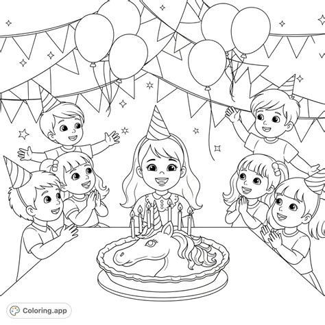 Unicorn Birthday Celebration - Coloring.app