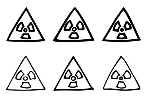 emission hazard Set of hand drawn radiation sign Nuclear radiation ...