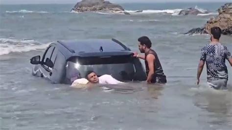 Video: Goa beach stunt goes wrong; SUV gets stuck, dragged by sea